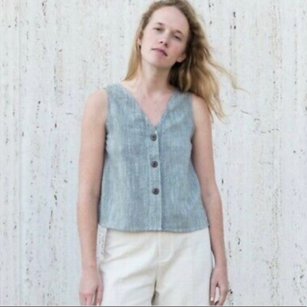 Esby Size Medium Lola Reversible Cotton Sleeveless Top Greenish Gray